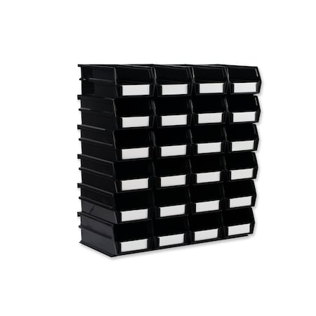 Triton Products Stacking Hanging Interlocking Bins, Polypropylene, Black, 7-3/8" L x 4-1/8" W x 3" H, 24 CT 3-220BK
